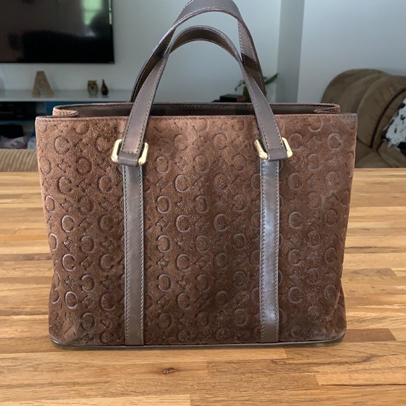 AUTHENTIC Celine Suede Monogram Handbag - Picture 1 of 16